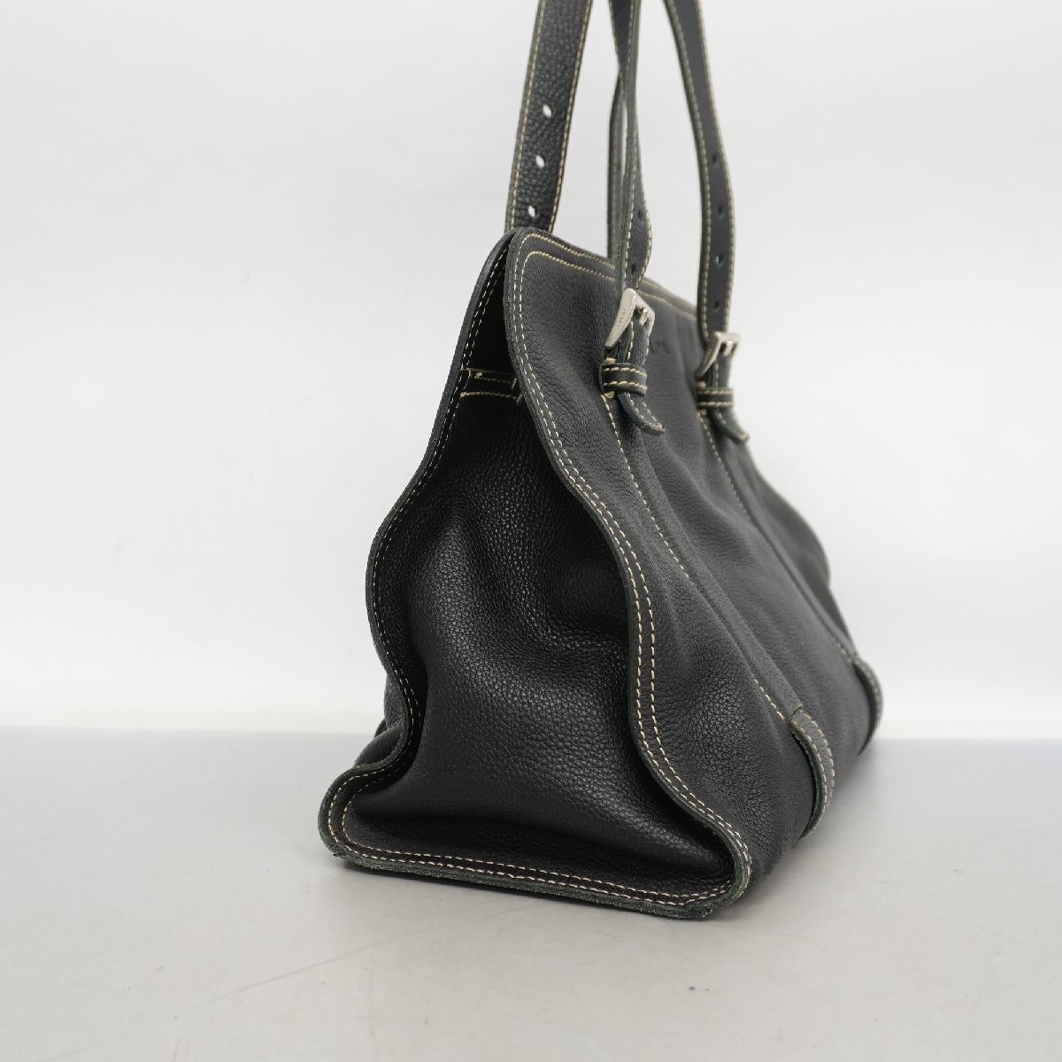 プラダ PRADA トートバッグ シルバー金具 レザー ブラック 黒 ナイロン 