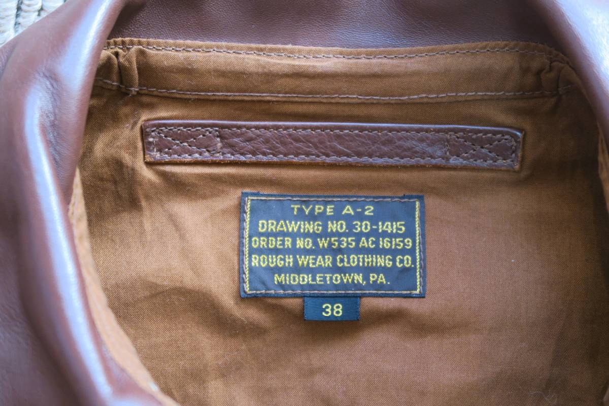 (米) A-2 フライトジャケット　旧ザ・リアルマッコイズ　2001年 ラフウェア Size38 新同品　米軍海軍陸軍空軍 A-2 REAL リアルマッコイズ ザ ヴィンテージ加工 MFG.