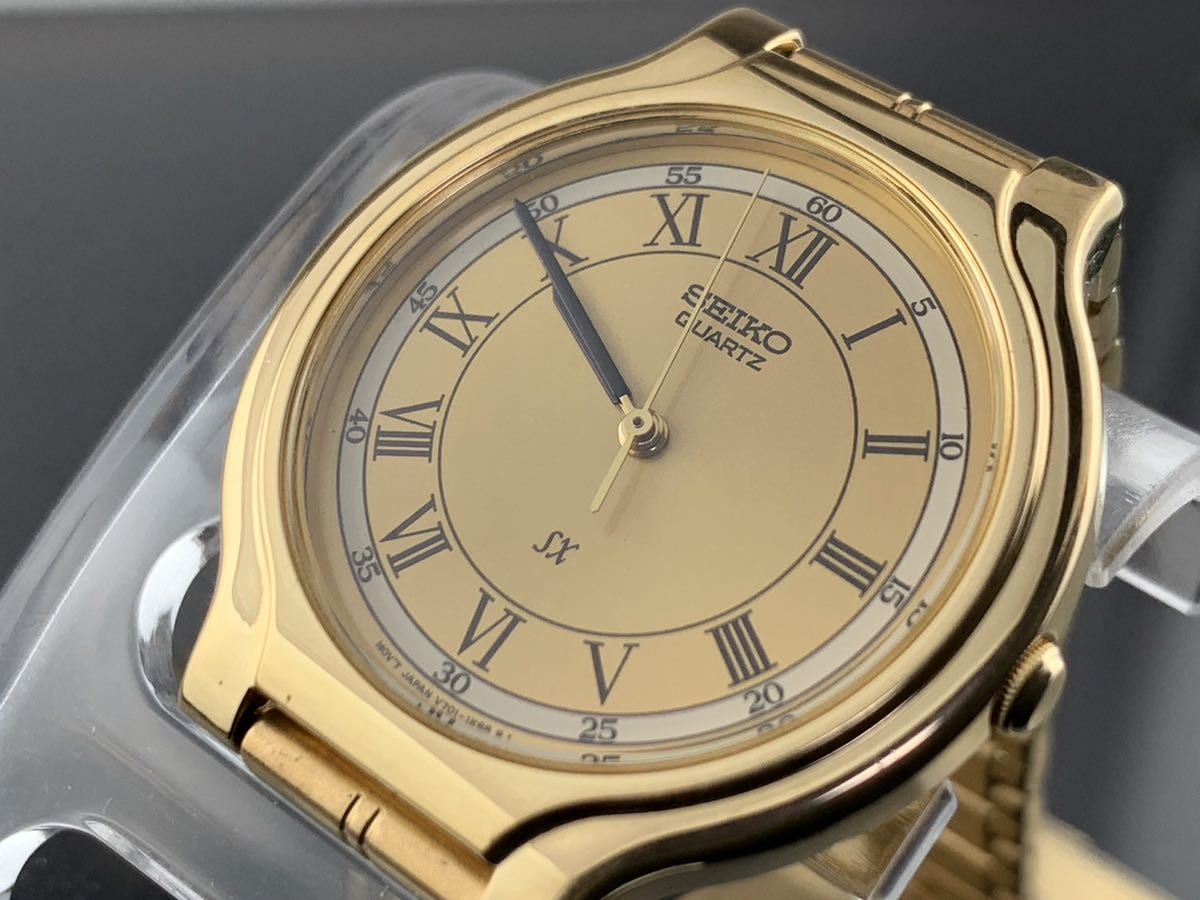 A1026]1円～☆メンズ腕時計 クォーツ SEIKO セイコー ゴールドカラー 