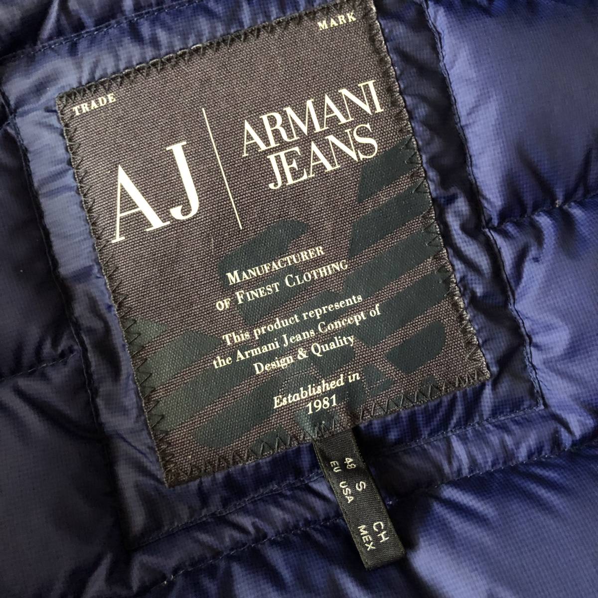 C12『アルマーニジーンズ ARMANI JEANS』軽量 キルティング ダウン 