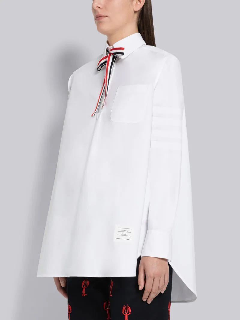 THOM BROWNE ボウタイ付きシャツドレス 36 THOM BROWNE トムブラウン ボウタイ シャツ ブラウス 36 定価93,500円