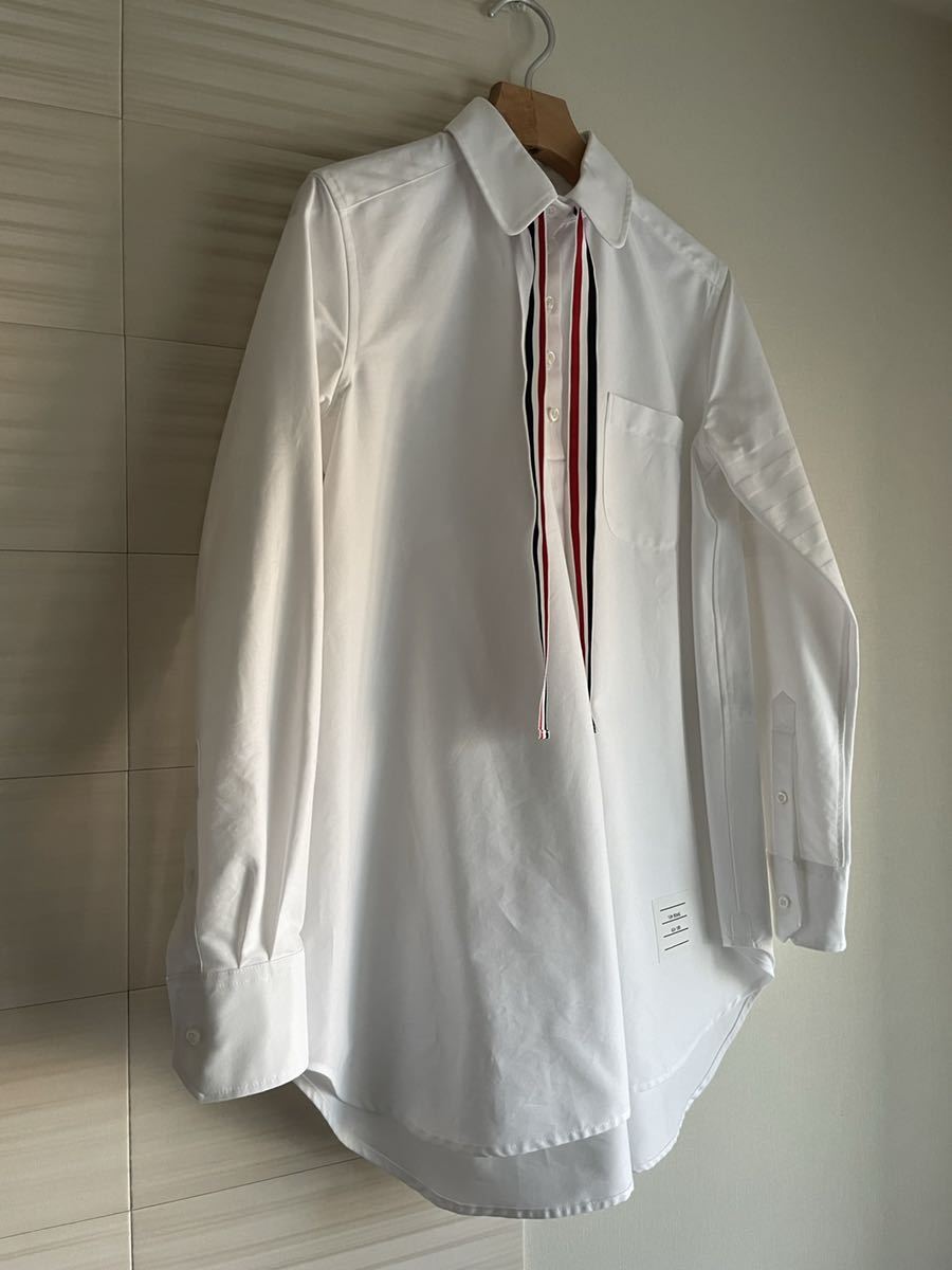 THOM BROWNE ボウタイ付きシャツドレス 36 THOM BROWNE トムブラウン ボウタイ シャツ ブラウス 36 定価93,500円