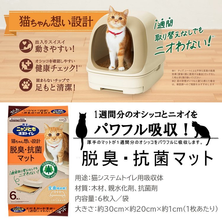 ニャンとも清潔トイレ脱臭・抗菌マット (6枚*10コ入) (1ケース販売