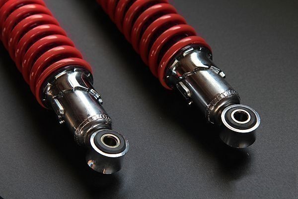 ◆236◆ 新品 当時仕様 345mm 細巻き リア サスペンション 銀×赤 汎用 Z1 Z2 バリオス2 Z400FX ZRX400 ゼファー400 KZ リアサス 旧車(3)