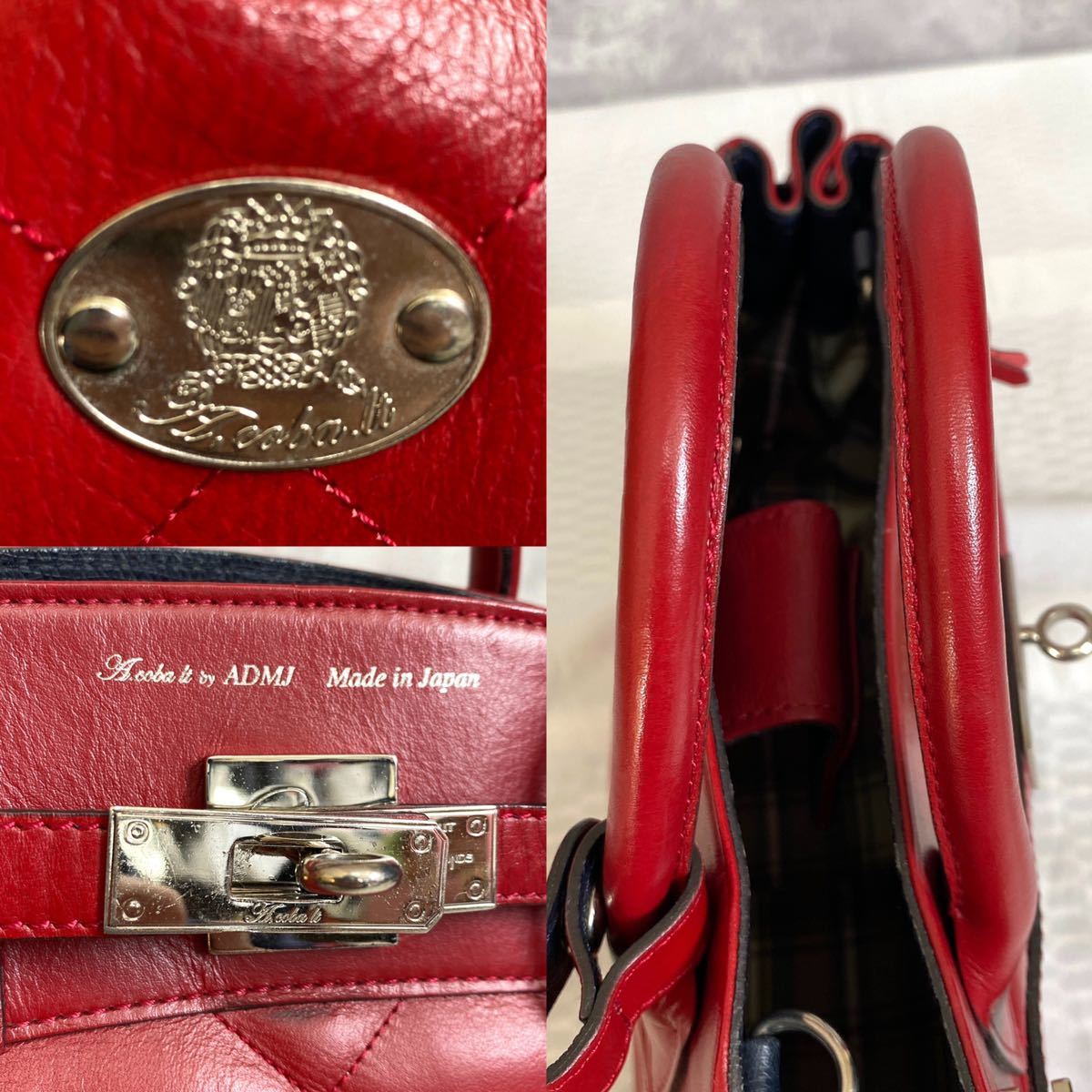 極美品 A.D.M.J エーディーエムジェー レッド 赤 2WAY レザー 