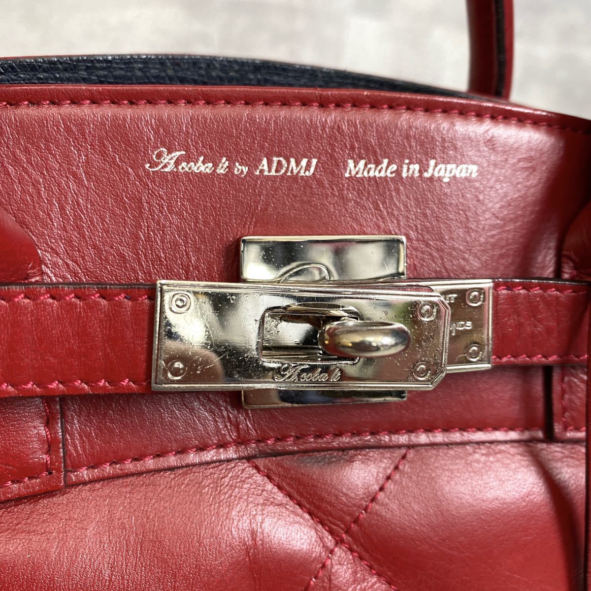 極美品 A.D.M.J エーディーエムジェー レッド 赤 2WAY レザー 