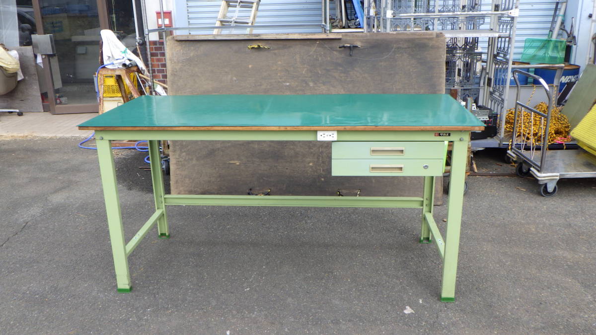 ★サカエ　作業台　引出 コンセント付き　W1800/D750/H900 A K1130NK サカエ 作業台 中古 幅1800 物流機器リユース 軽量作業台(KSDタイプ&frasl;耐荷重300kg&frasl;サカエリューム天板