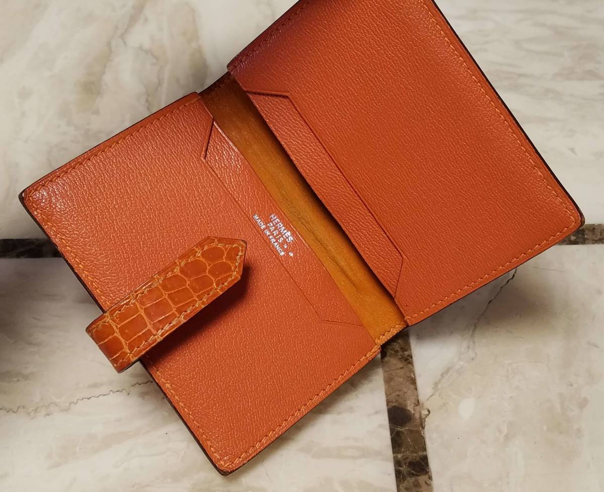 HERMES エルメス 覗か ベアン 名刺入れ カードケース オレンジ