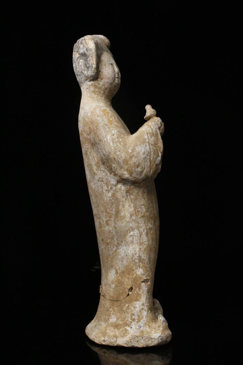 LIG】中国美術 唐代 加彩 婦人俑 特大34.5㎝ 美人像 置物 時代古玩