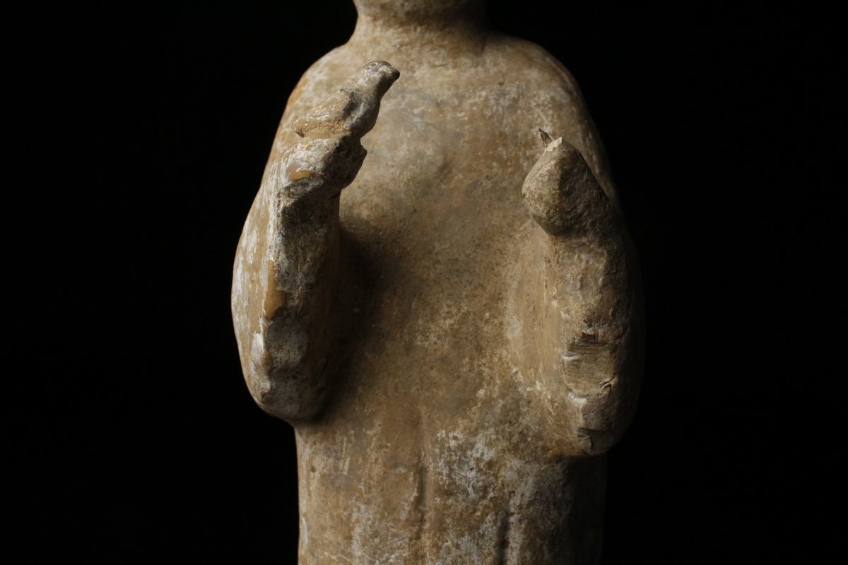 LIG】中国美術 唐代 加彩 婦人俑 特大34.5㎝ 美人像 置物 時代古玩 