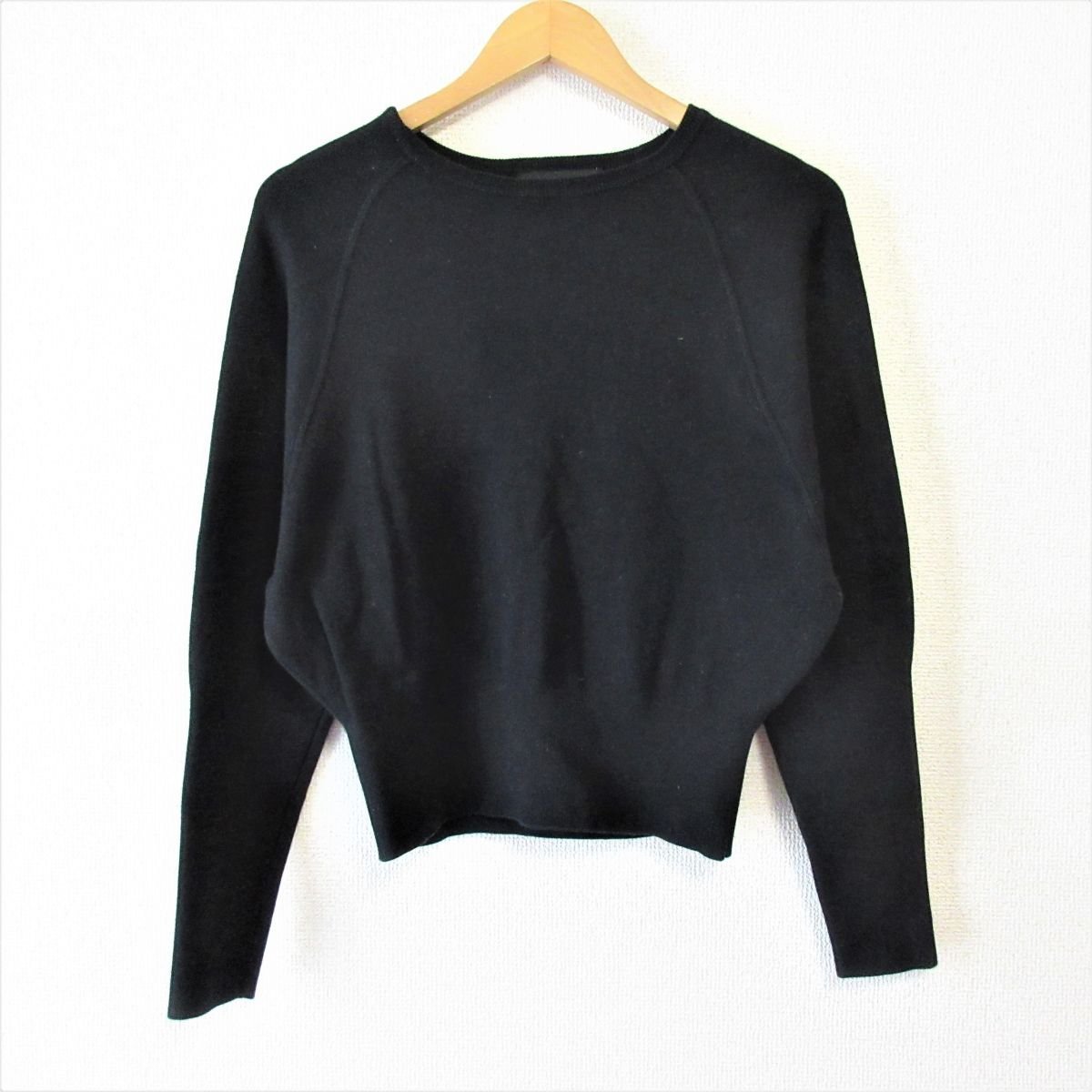 美品 20SS CABaN キャバン トゥモローランド カシミヤブレンド ストレッチ 長袖 クルーネック ラグラン ニット セーター F ブラック 黒