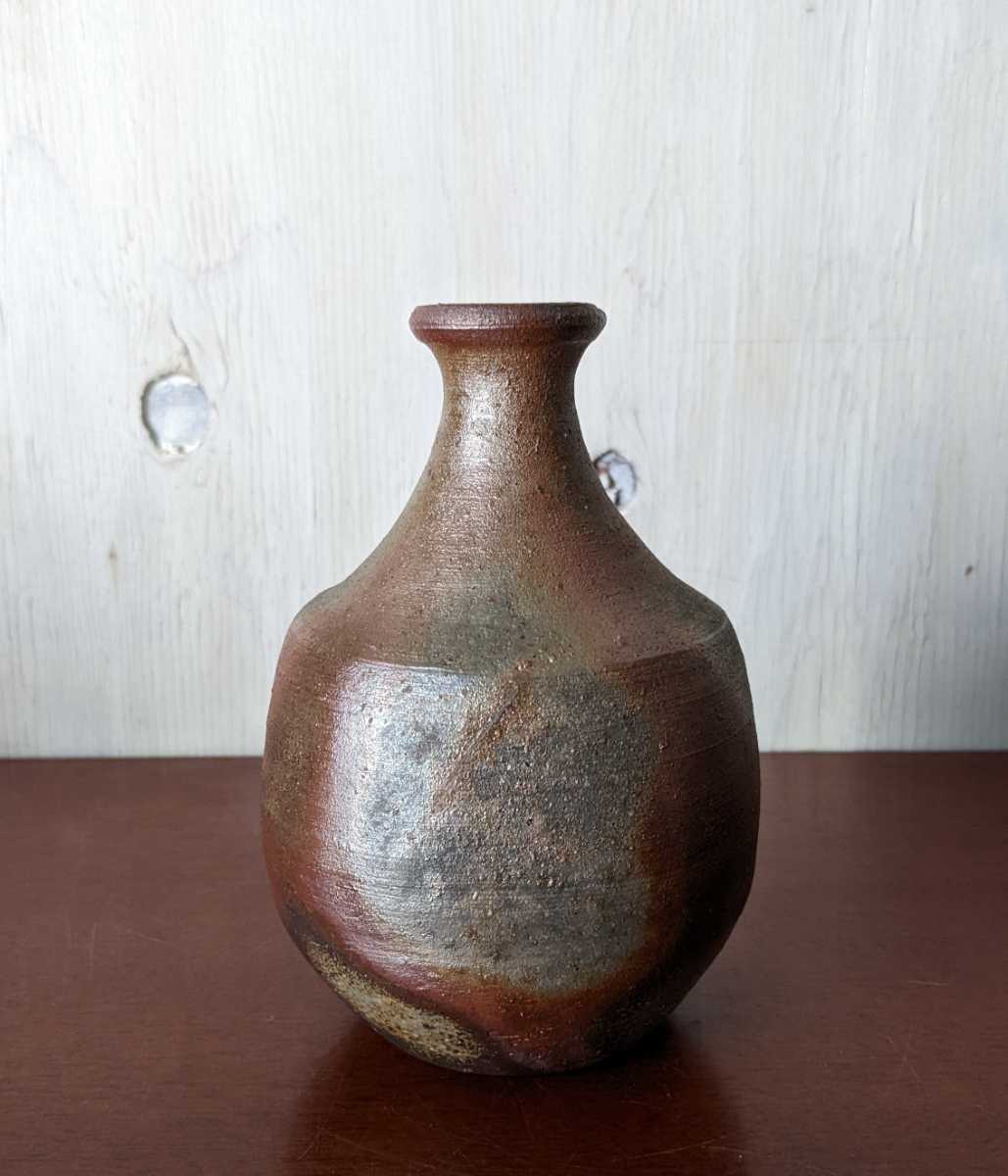 希少作☆小山末廣師：金重素山備前(窯変〉徳利☆共箱 希少