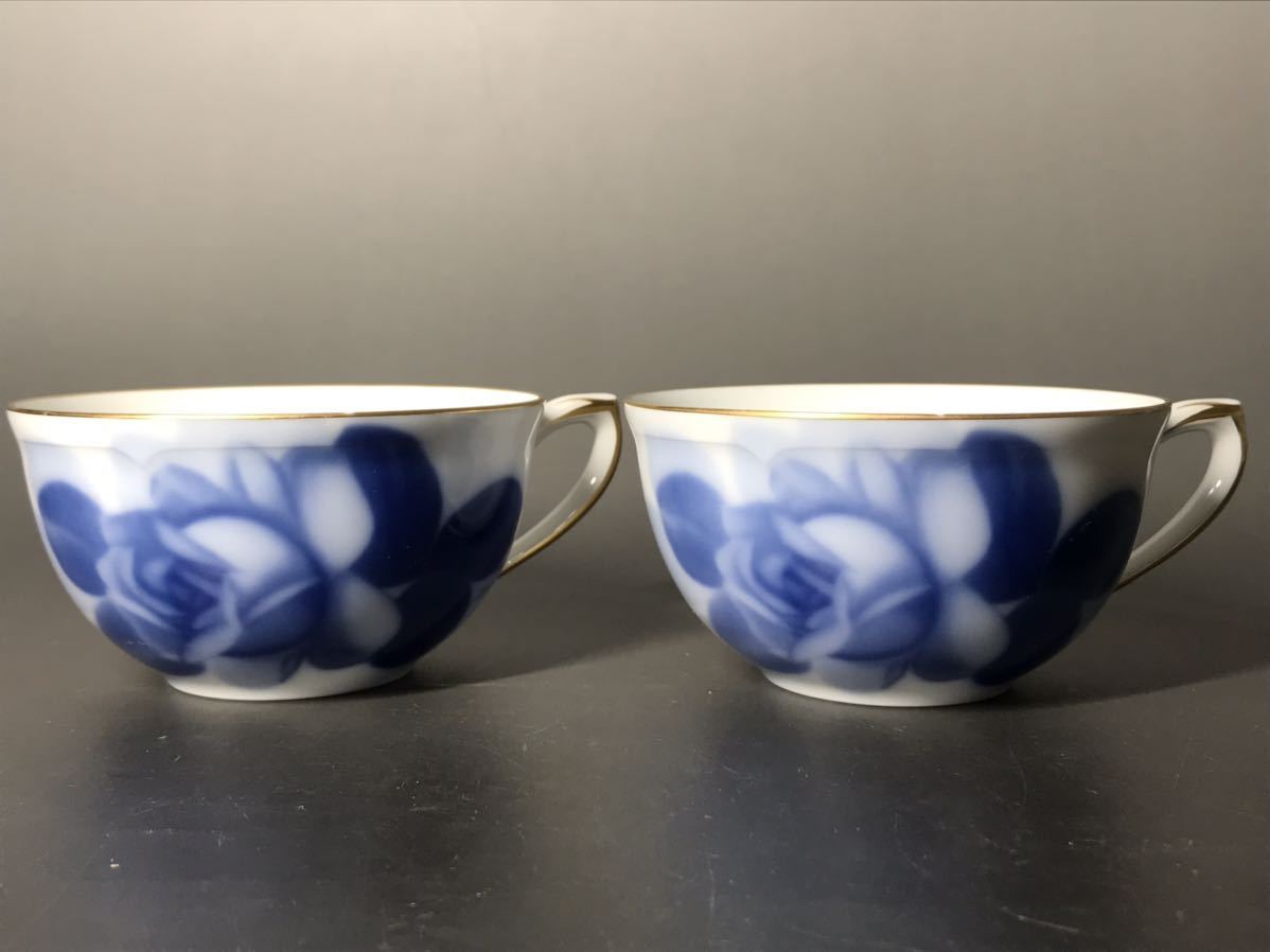 大倉陶園 ブルーローズ OKURA 2客セット カップ＆ソーサー カップ&amp;ソーサー ペア 未使用 2客 未使用品 公式通販 オールド 箱付き ファッションキッチン・日用品・その他 - カップ\u0026ソーサー