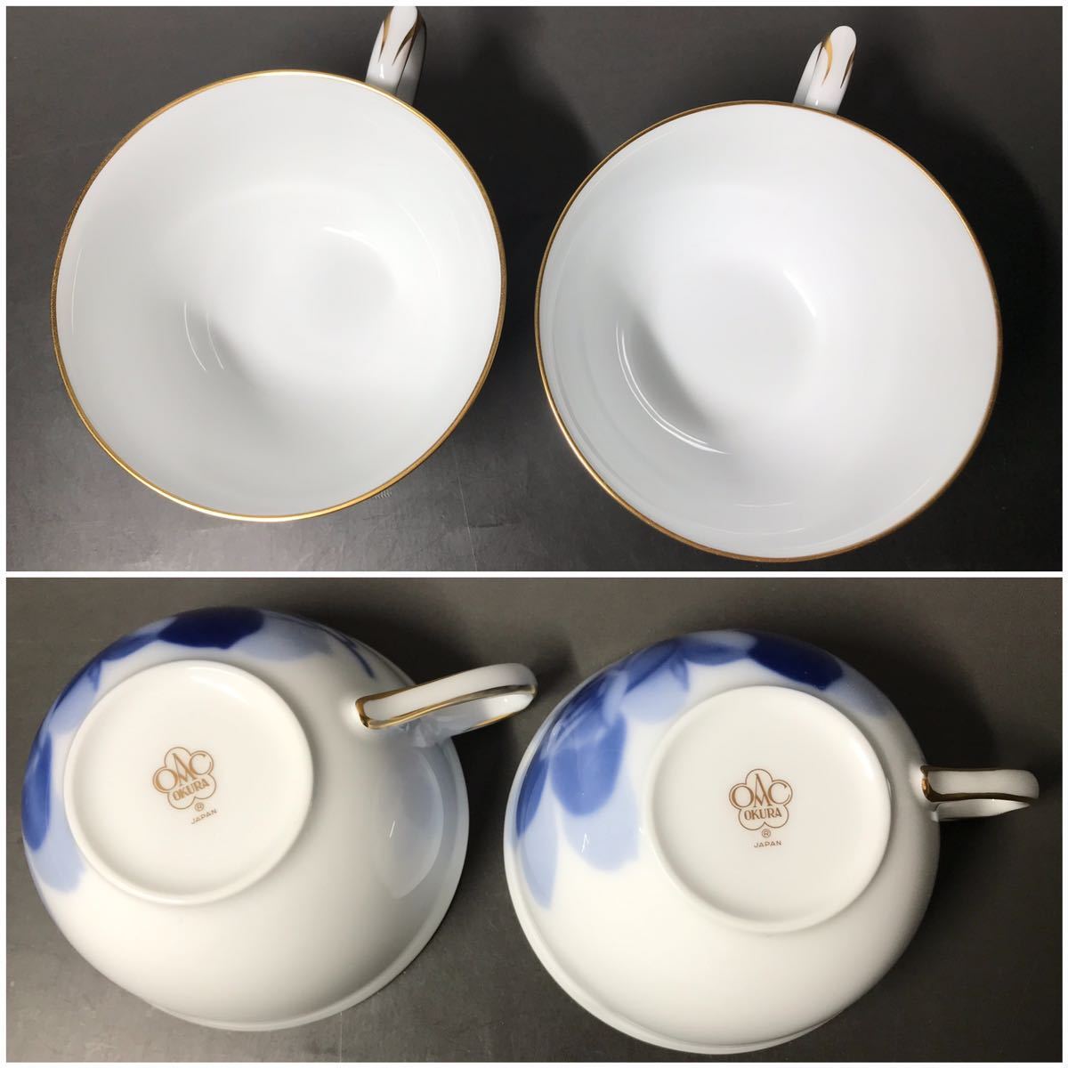大倉陶園 ブルーローズ OKURA 2客セット カップ＆ソーサー カップ&amp;ソーサー ペア 未使用 2客 未使用品 公式通販 オールド 箱付き ファッションキッチン・日用品・その他 - カップ\u0026ソーサー