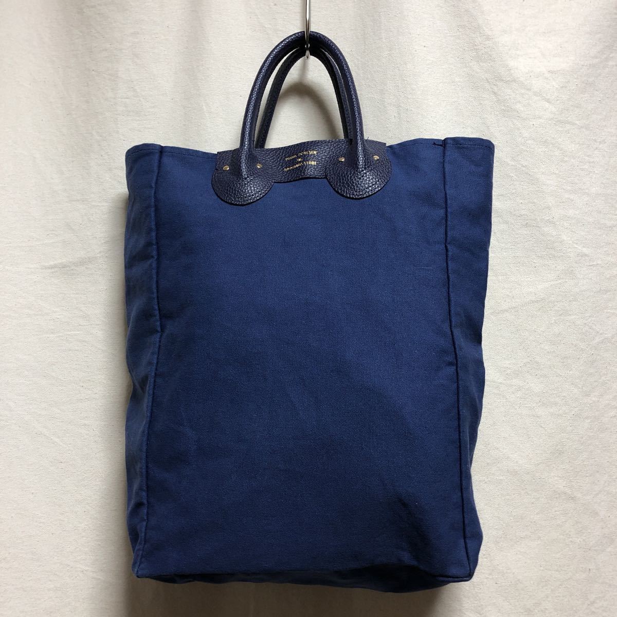 YOUNG & OLSEN キャンバストートバッグ 折り畳み ネイビー トート 