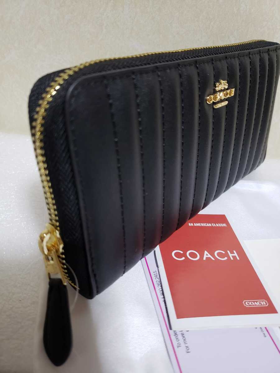 コーチCOACH長財布キルティングブラック未使用(男性用財布)｜売買され