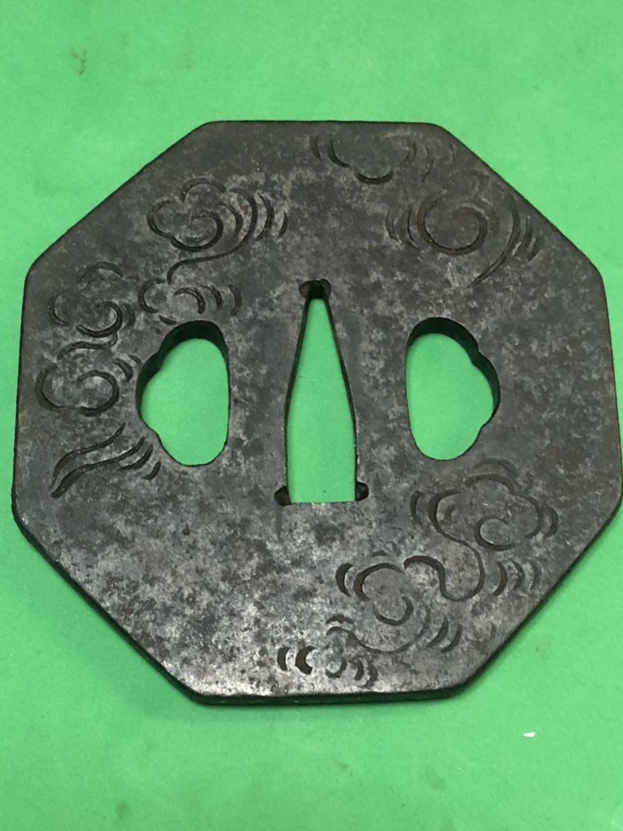 刀装具 鍔 武具 日本刀 無銘 骨董波龍図鐔 正阿弥(特別貴重