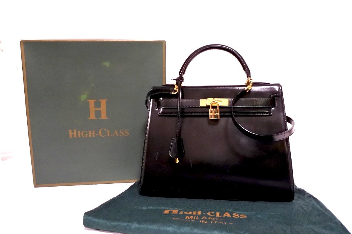 1円○箱付きハイクラス HIGH-CLASS○ケリー型ハンドバッグ○32 
