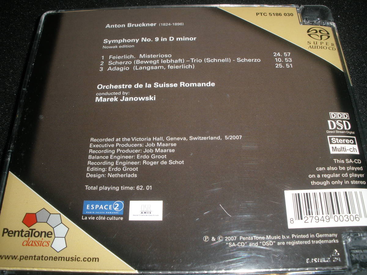 SACD ヤノフスキ ブルックナー 交響曲 9番 ノヴァーク版 スイス 