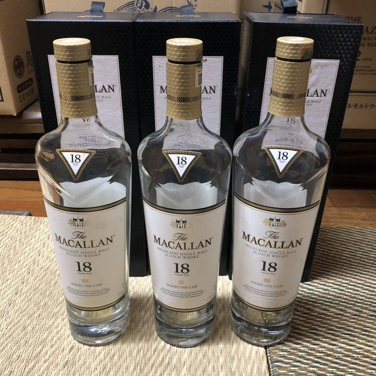 空瓶】MACALLAN マッカラン18年 空き瓶 3本 化粧箱付き 18年 空