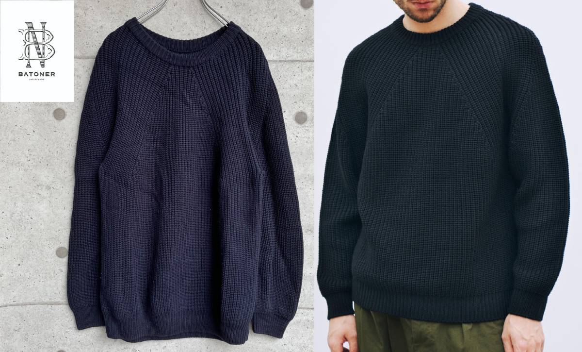 美品 20AW BATONER バトナー SIGNATURE CREW NECK ウール クルーネック ニット セーター size 3 日本製 BN-20FW-030