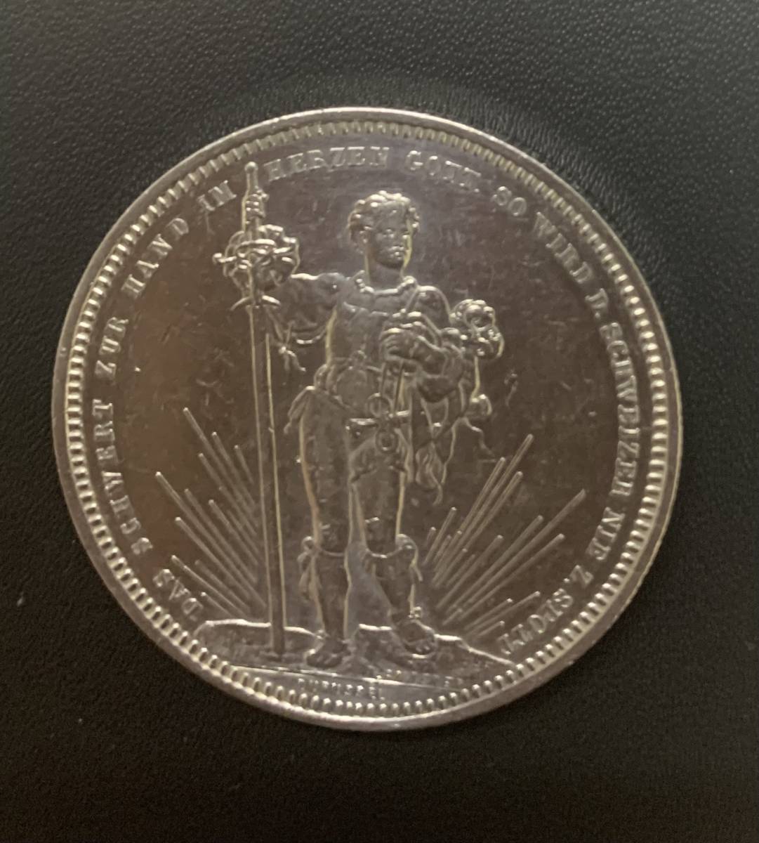 銀、銅製キセル、水玉模様 バーゼル 大型 スイス 射撃祭 1879年 | スイス射撃祭5フラン銀貨、1879年
