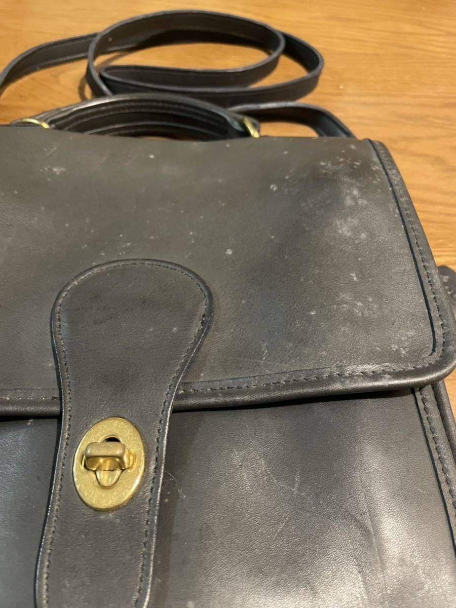  オールドコーチ ビンテージ 80年代 本革 2way手提げ USA製 ビンテージ ショルダーバック レザー 黒 VINTAGE COACH グラブタンレザー