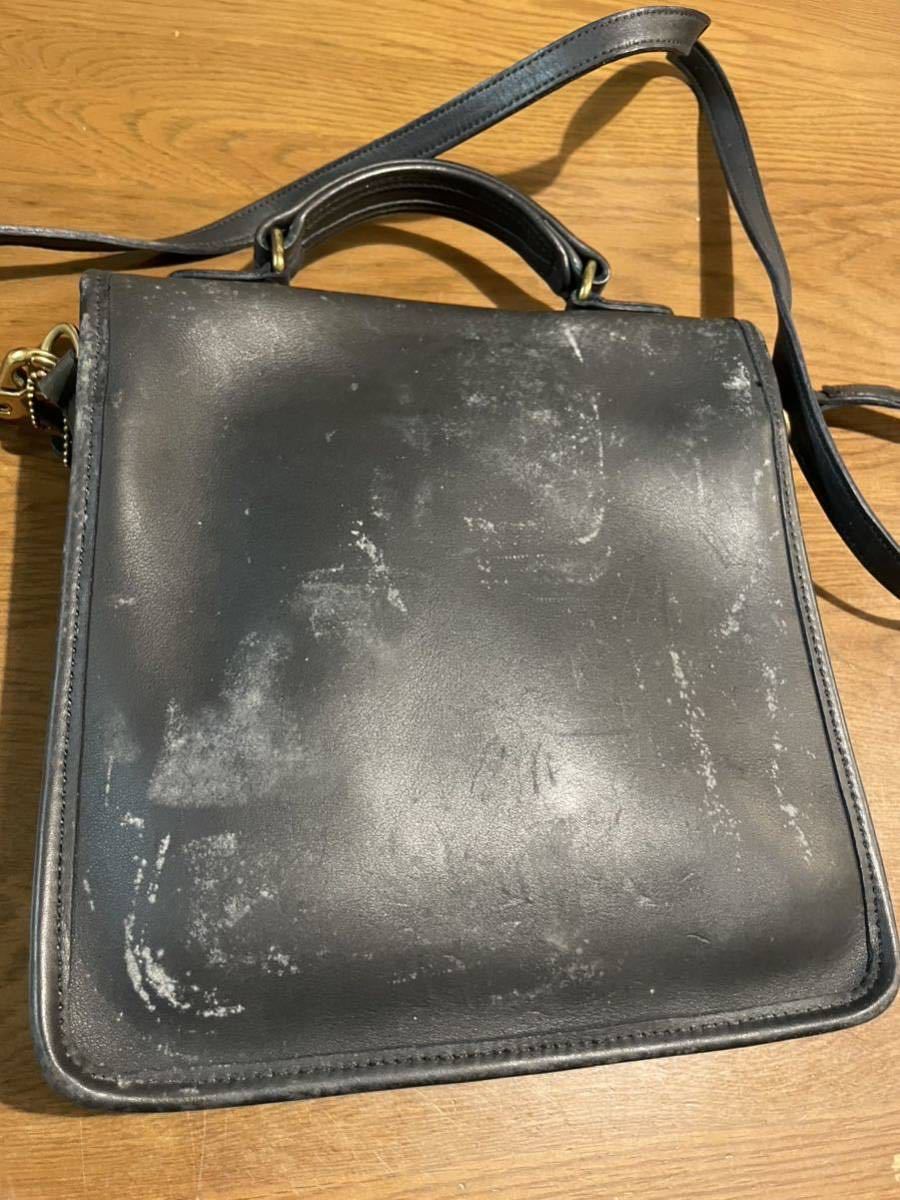  オールドコーチ ビンテージ 80年代 本革 2way手提げ USA製 ビンテージ ショルダーバック レザー 黒 VINTAGE COACH グラブタンレザー