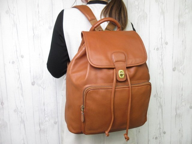 極美品 COACH コーチ バックパック リュックサック バッグ レザー 茶 