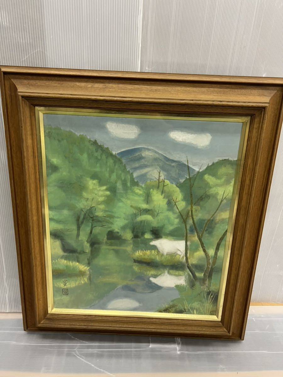 F4 中千本の桜」画寸 光風会評 三重県出身 真作 伊藤四郎 油彩「吉野山