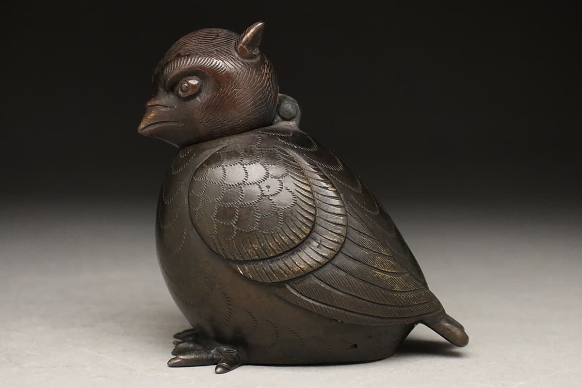 極美古銅香炉 鉄地真鍮鍍金獅子形香炉（1336–1573 鍍金 在銘 細工香炉