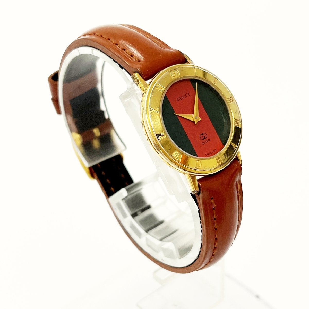【1円スタート】GUCCI グッチ 3001L シェリーライン GP×レザー クォーツ レディース 138896 腕時計