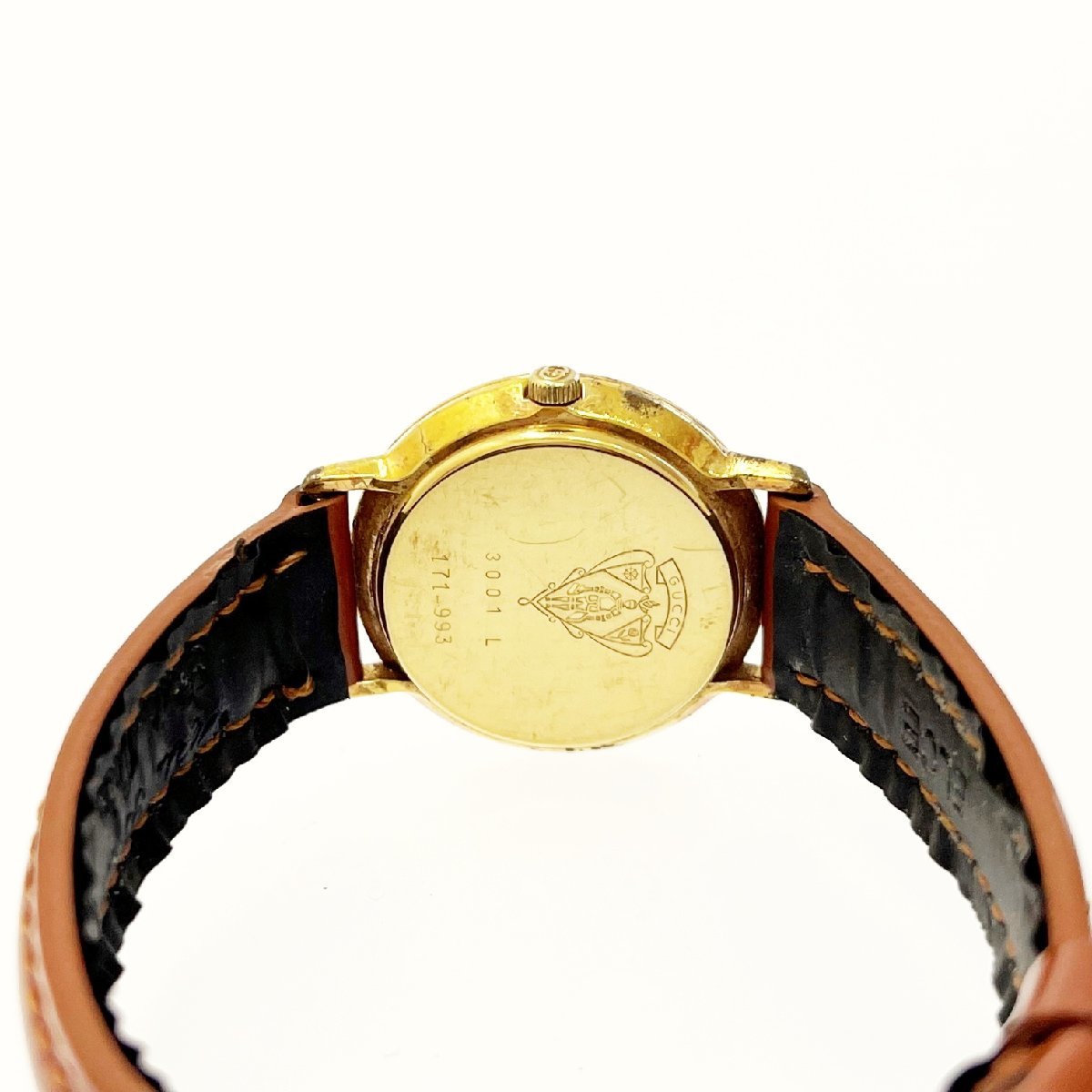【1円スタート】GUCCI グッチ 3001L シェリーライン GP×レザー クォーツ レディース 138896 腕時計