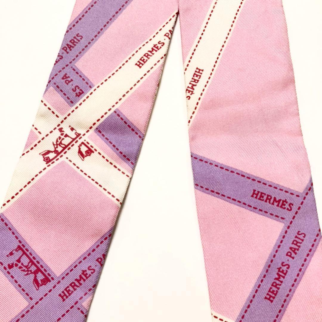 美品 HERMES エルメス ツイリー スカーフ ボルデュック リボン柄