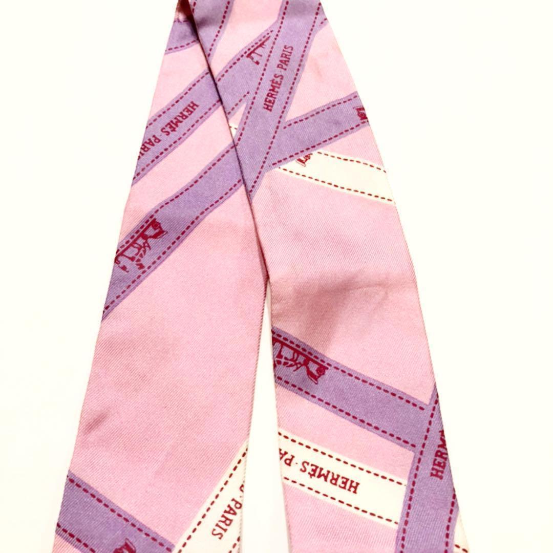 美品 HERMES エルメス ツイリー スカーフ ボルデュック リボン柄