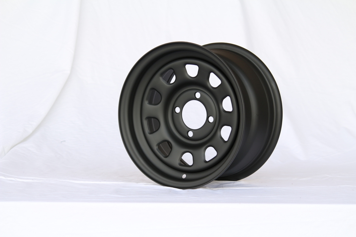13インチ てっちんホイール 7J +25 4穴 PCD100 マットブラック ドレス