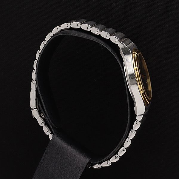 1円 稼働 良品 ロンジン QZ デイト ラウンド 黒文字盤 レディース