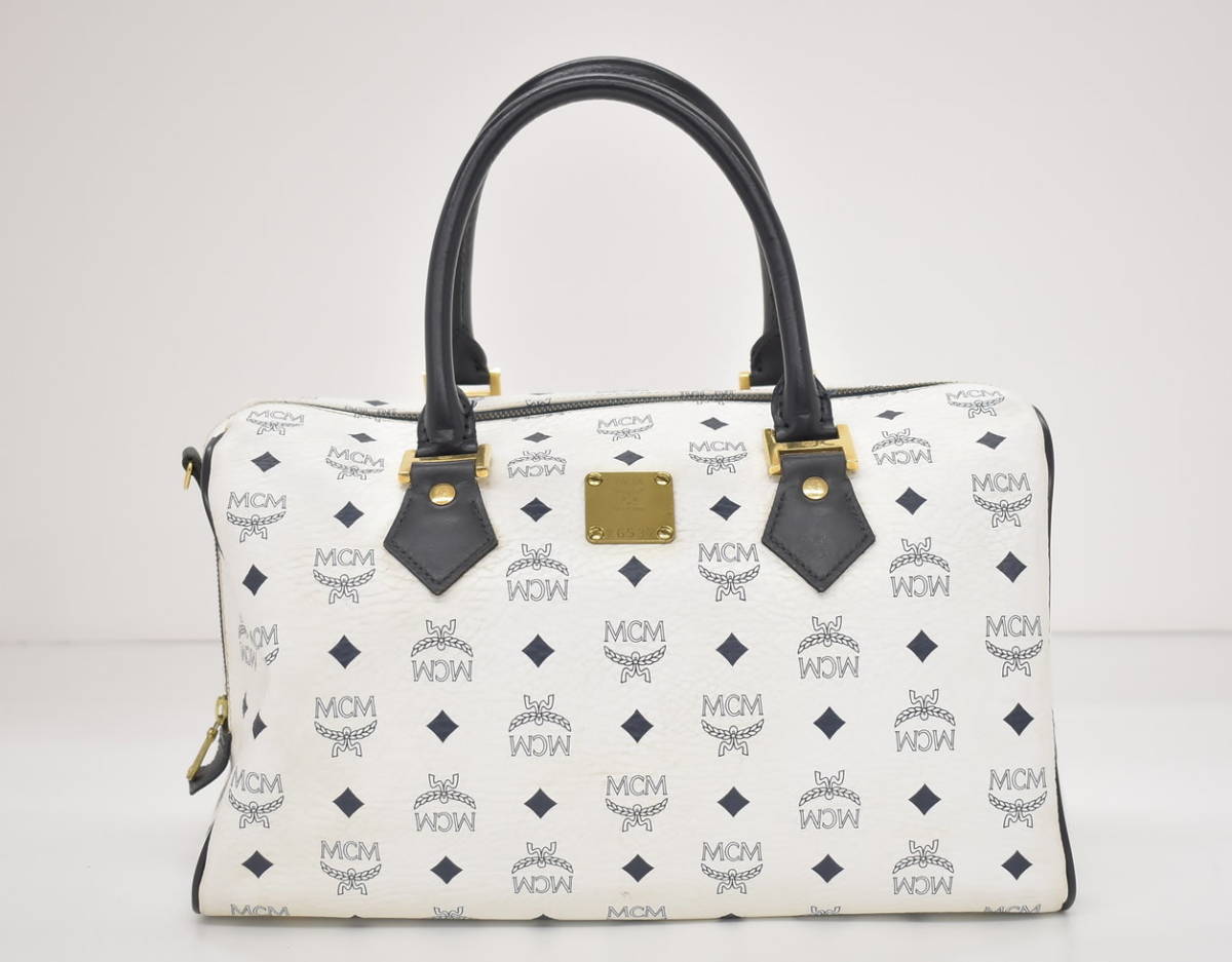 MCM ハンドバッグ ホワイト / ヴィセトス モノグラム レディース ボストンバッグ型 2208LT101