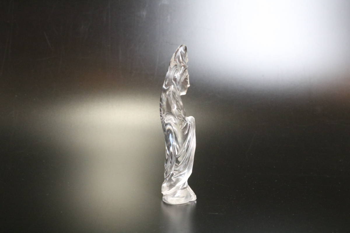 水晶 ◇木彫 ☆ 国内外の優れた - 観音様 彫刻 (木製台座付き) ◇