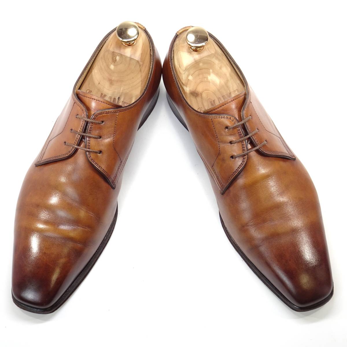 【新品未使用】Santoni サントーニ ビジネスシューズ 7.5 即決 Santoni 7 プレーントゥ サントーニ メンズ 茶 ブラウン 本革