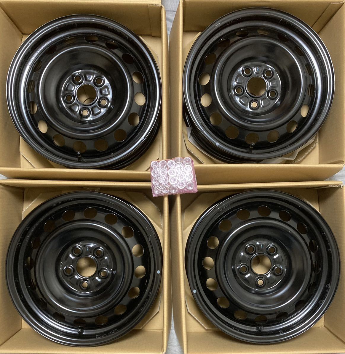 限定１組【ナット付】新車外し トヨタ 純正 新型 シエンタ 15インチ スチール 鉄ホイール 鉄チン ４本 スタッドレス MXPC MXPL 10
