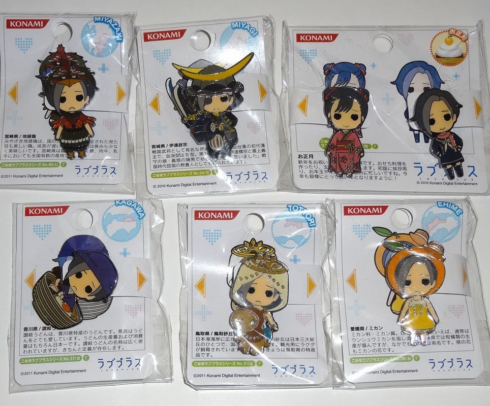 6個セット ラブプラス 小早川凛子 リンコ ご当地キャラ ピンズ ピンバッジ