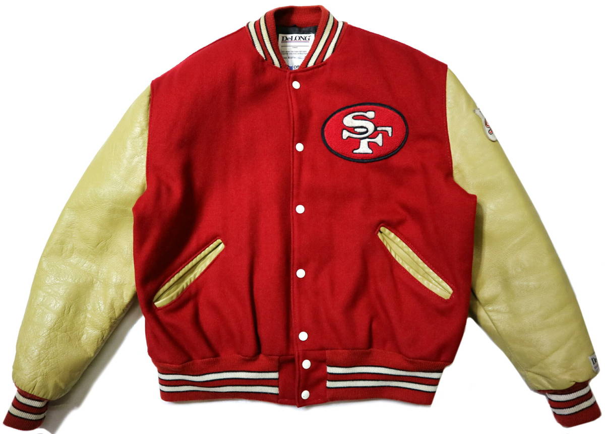  程度良好/2XL位 90's USA製 DeLONG サンフランシスコ49ers 袖革スタジャン 48/ゆったり2XLサイズ相当 身長179-181センチ位(XLサイズ以上)｜売買されたオークション情報、yahooの商品情報をアーカイ スタジアムジャンパー