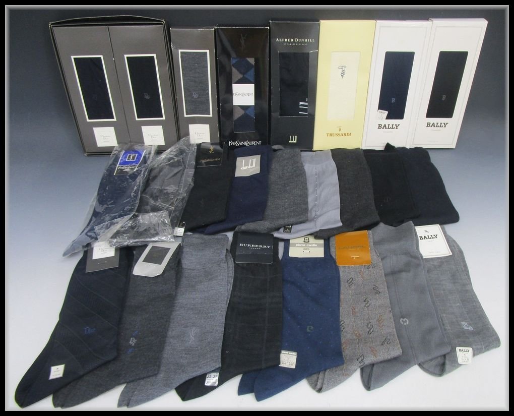 [ZEROnet]△紳士靴下(2) 25点セット まとめ ブランド ビジネスソックス 春夏秋冬 バーバリー サンローラン ディオール ダンヒル△J412-37