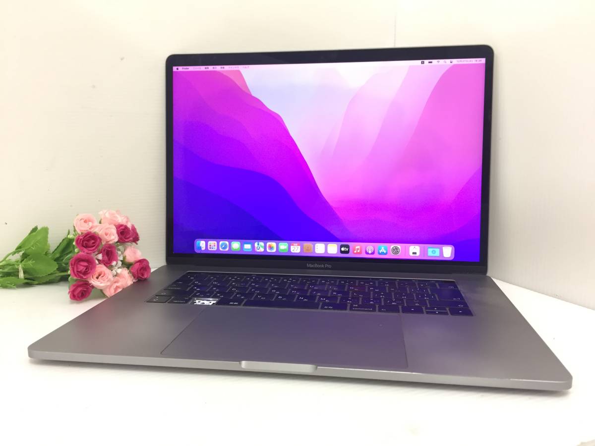 【15.4インチ】Apple MacBook Pro(15-inch，2017) A1707 Core i7(7700HQ)/2.8GHz RAM:16GB/SSD:512GB Monterey タッチバー 動作品