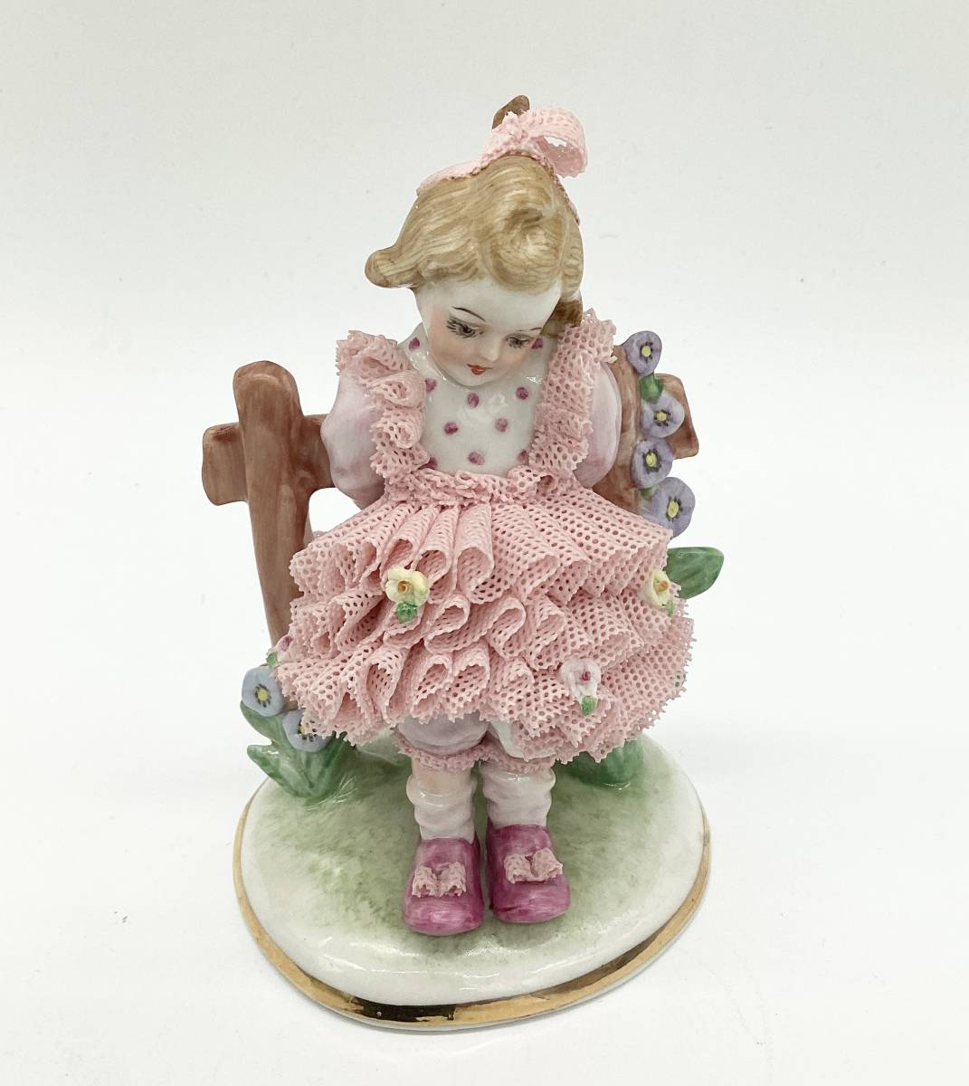 アイリッシュドレスデン 踊る女性 フィギュリン レースドール レース人形 陶器② アイリッシュドレスデン DRESDEN IRISH レース 陶器人形 ONE'SIRISH