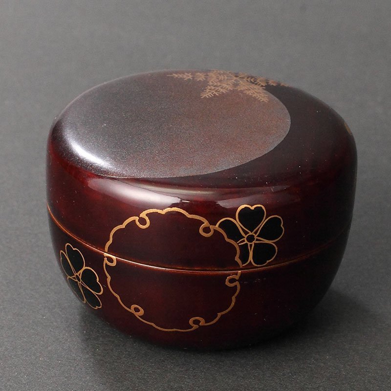 柳哉作　雪月花　蒔絵　梨地　棗　共箱　茶道具 柳哉作雪月花蒔絵梨地棗共箱茶道具