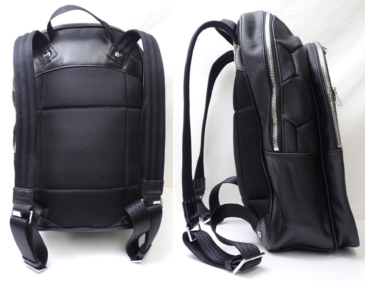 ☆1円 BALR/ボーラー ヘキサゴン バックパック/ブラック/レザー/A4対応 