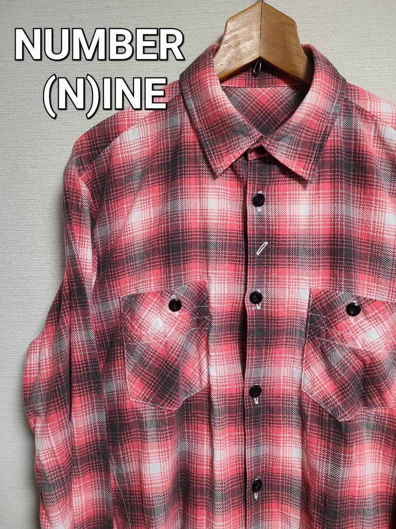 ナンバーナイン シャツ チェック 長袖 3 レッド 黒 NUMBER(N)INE