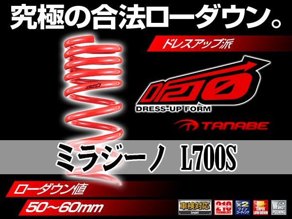 タナベ ダウンサス ミラジーノ/ミラ 2WD L700S/L700V/L701S 【H10/10～H16/11】 DF210 ダイハツ DAIHATSU SUSTEC L700SDK